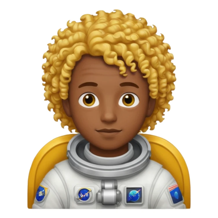 Astronauts, Young, male, dark skin, yellow curly hair sticker