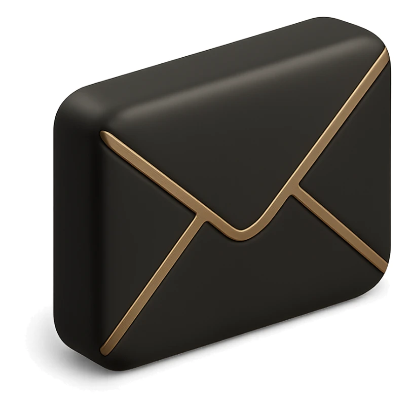 mail envelope icon in 3D black style sticker