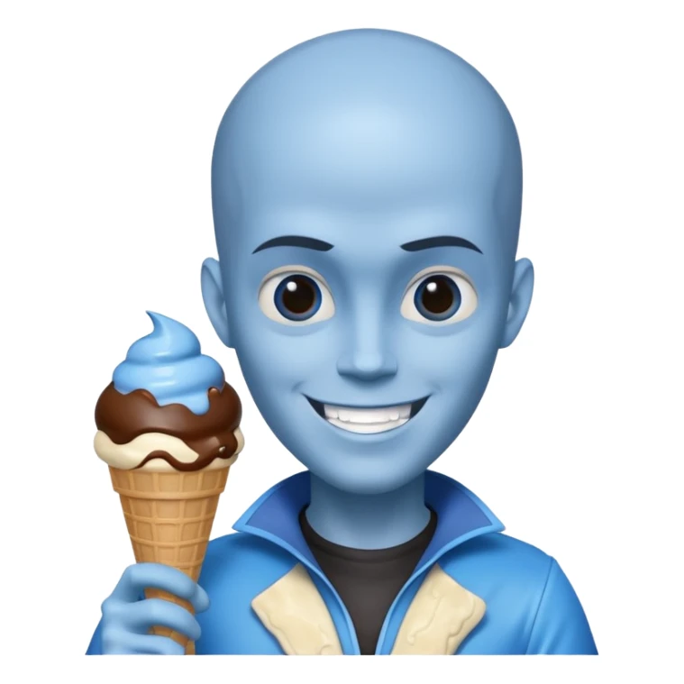 Megamind holding a ice cream sticker