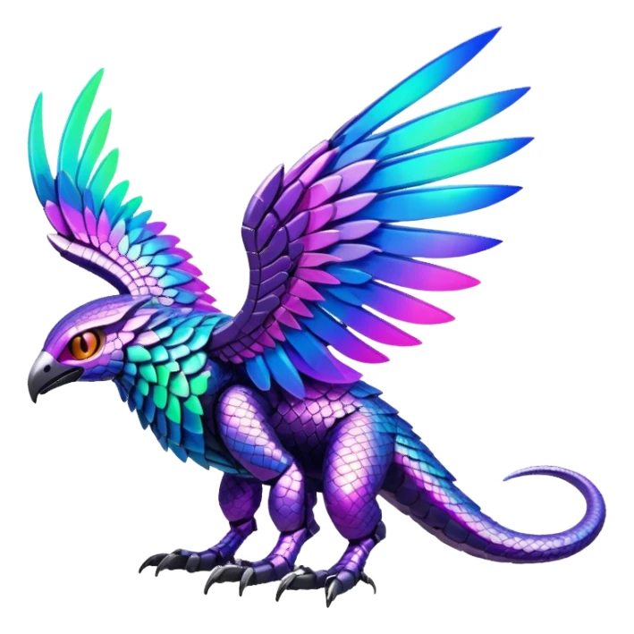 Tropical futuristic lush warm-colored modern colorful neon-colored cyber-Fakémon-Digimon-Trico-creature sticker
