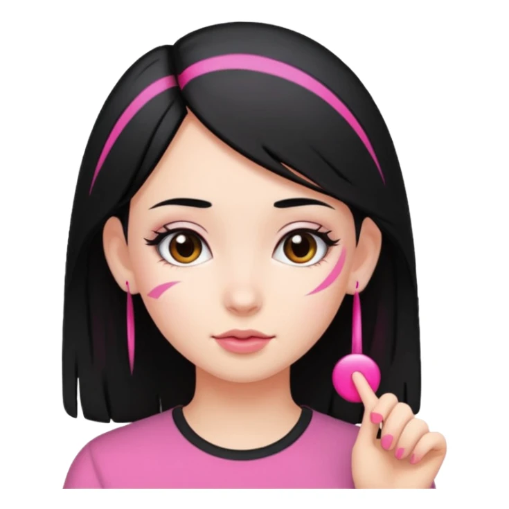 girl with black hair and pink streak by ear sticker