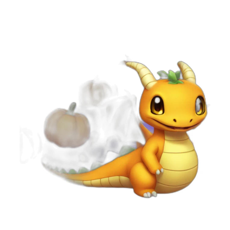 Dragonite popping out of a pumpkin sticker