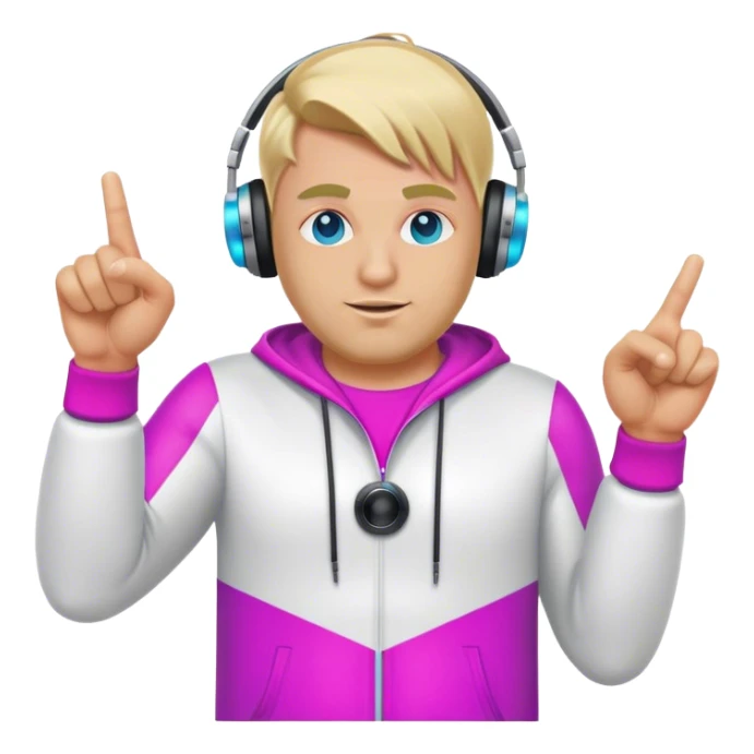 blond big man in colorful dj outfit pointing at you sticker