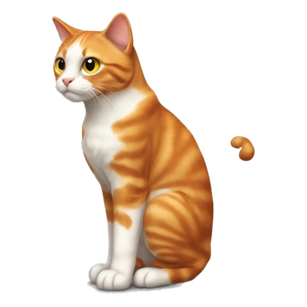 Fully ginger cat standing on his paws and looking right in front of him. View from the side. Like this emoji 🐈‍⬛ sticker