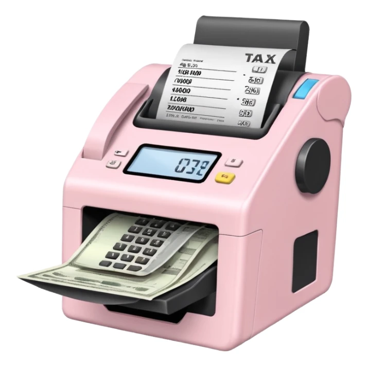Light Pale Pink receipt machine portable for TAX Front sticker