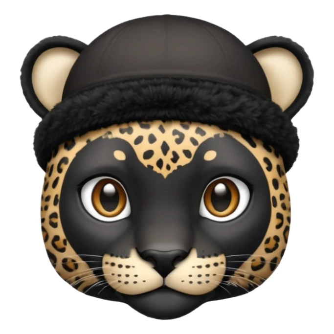 A black jaguar wearing a baby hat sticker