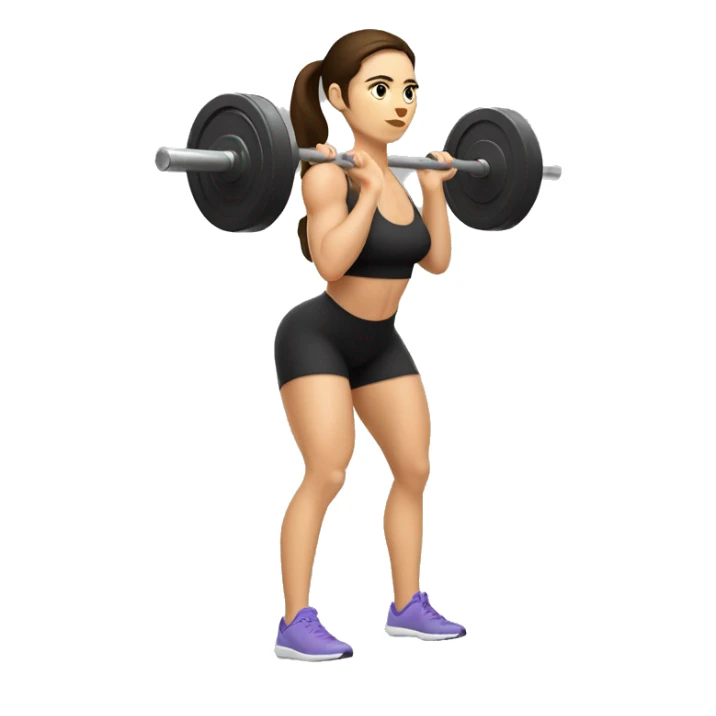 isolated brunette white girl doing barbell back squats  sticker