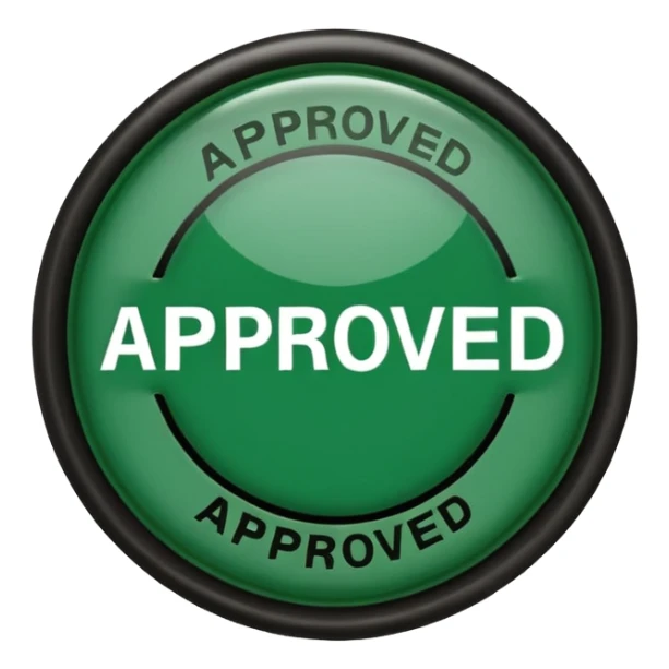 approval ink stamp in green, It needs to say the words "Approved"  sticker