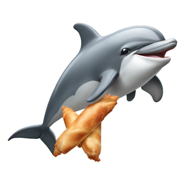 dolphin jumping with arms as fins and eating a chicken drumstick sticker