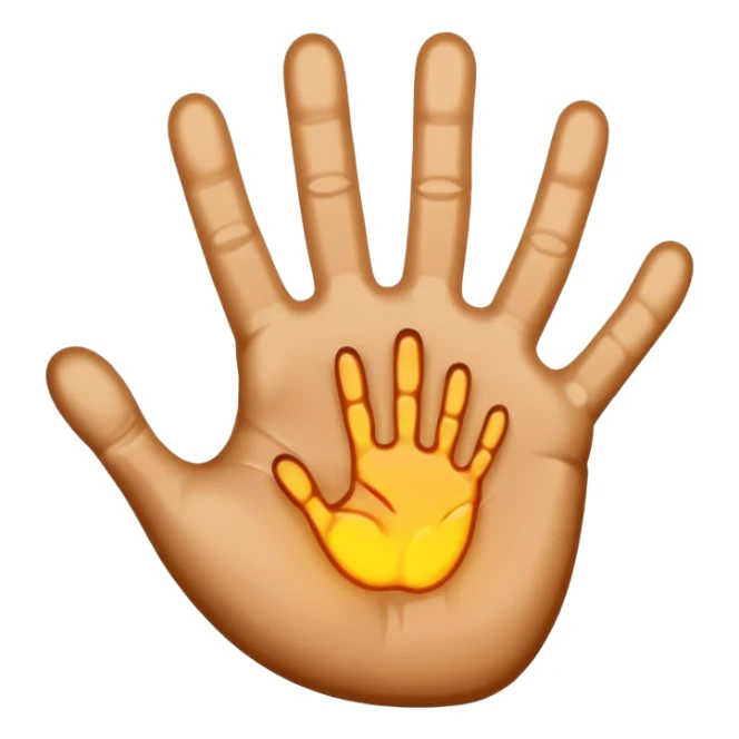 handprint with a glowing sign in the center sticker