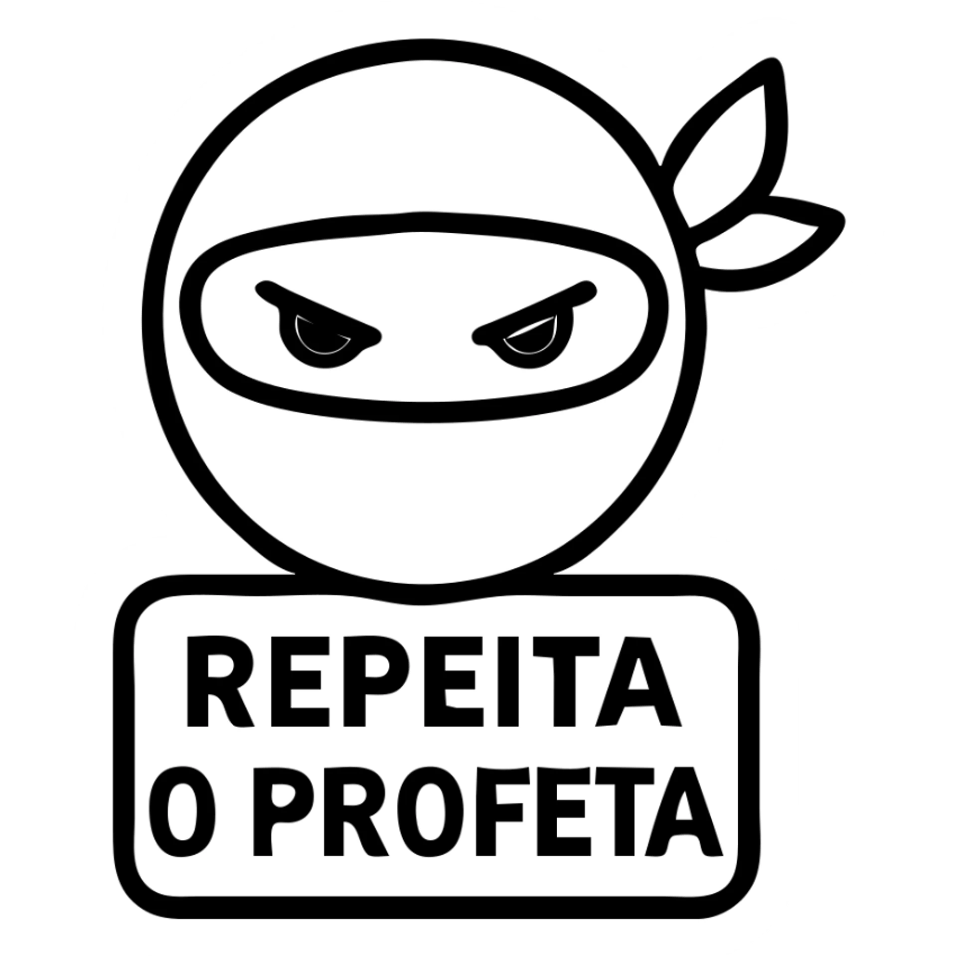 ninja with red eyes and the logo 'repeita o profeta' sticker