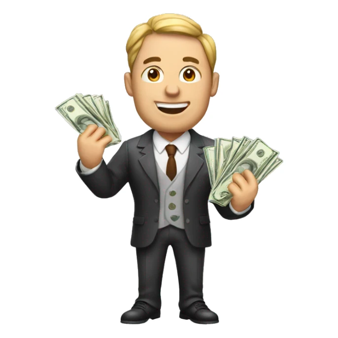 millionaire man with money in his hand sticker