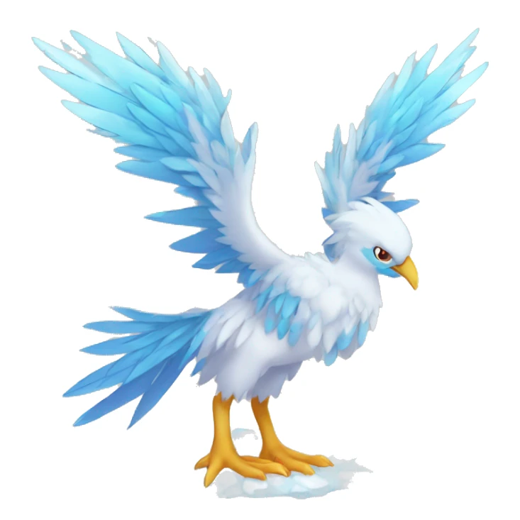 Fantasy legendary godly ice bird Cryo-snow-Phoenix Fakemon full body sticker