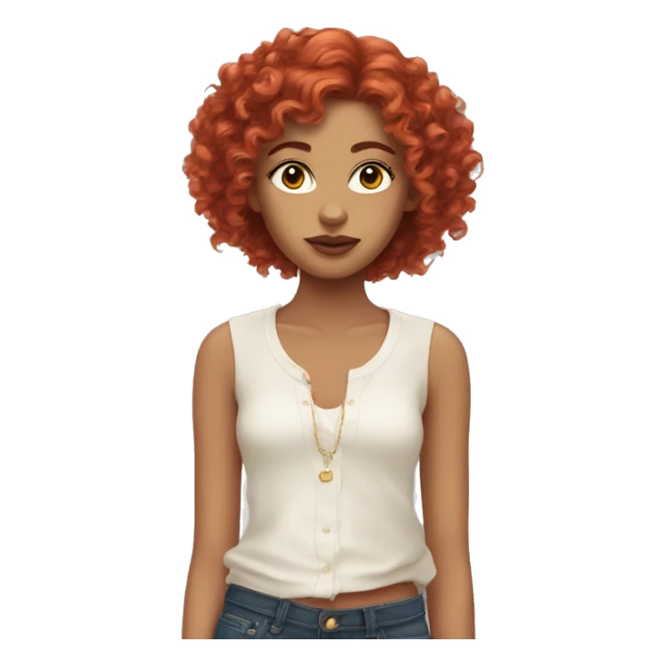 Chanel girl Curly red hair  sticker