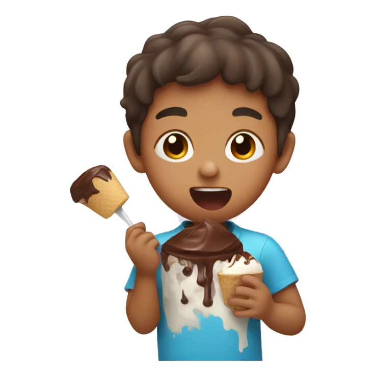 Small Filipino Boy eating chocolate icecream sticker