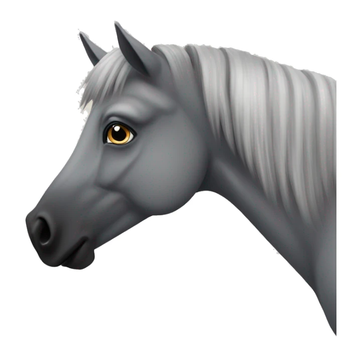 Grey fjord horse with little black shetland pony sticker