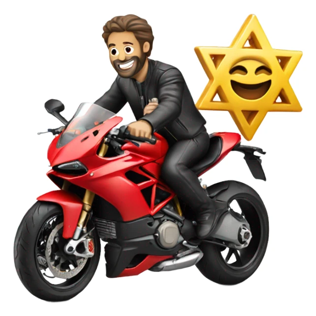 Ducati motorcycle with Jewish person riding it sticker