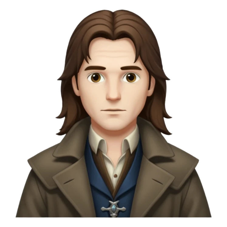 Van Helsing (male) from Dracula with long brown hair sticker