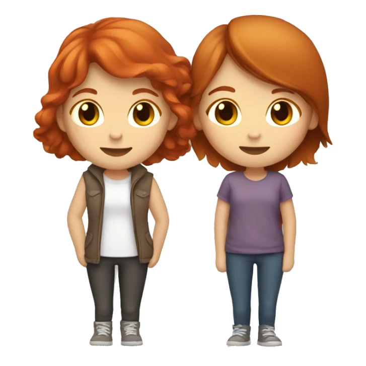 Red headed girl hugging brown haired girl sticker