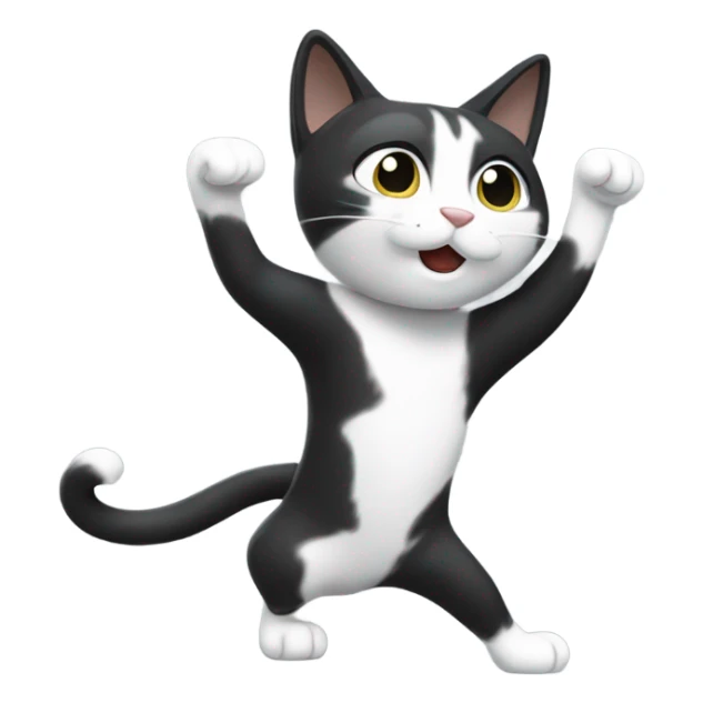 black and white cat dabbing  sticker