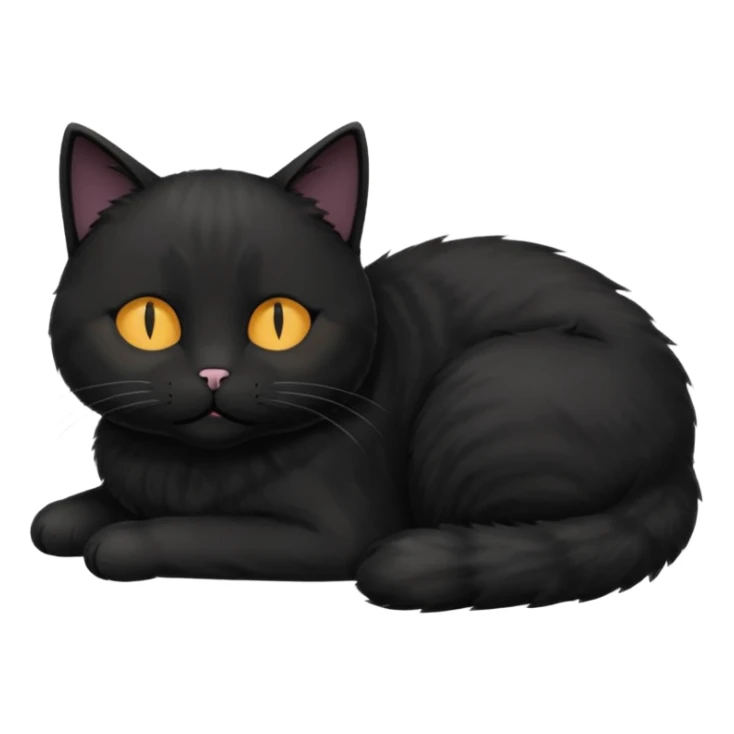 Black cat laying down with eyes closed and the word 'purr' above its head sticker