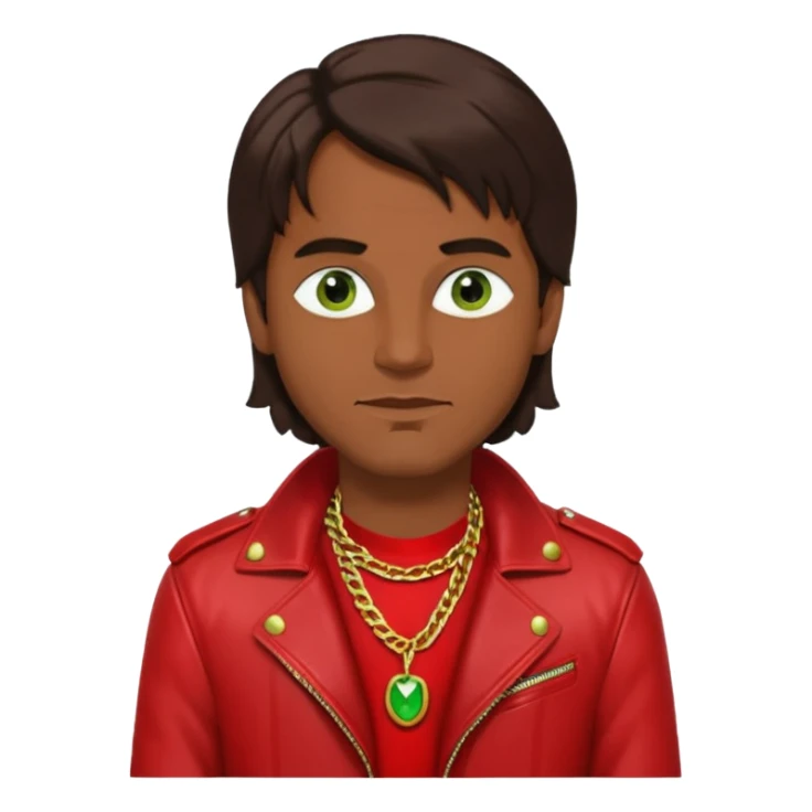 Robert Pilatus, German Singer (1964-1998) with medium dark skin, long dark brown hair, green eyes, red outfit sticker