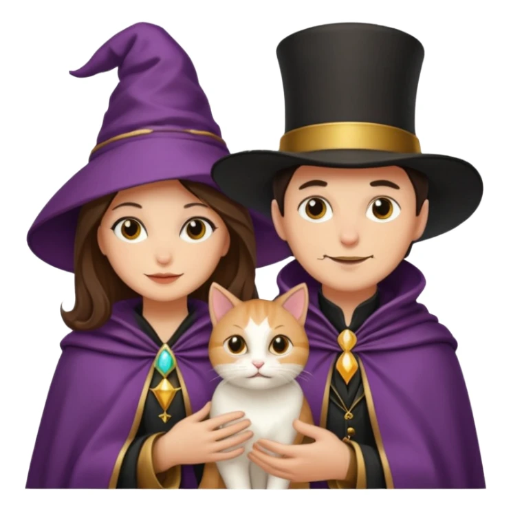magician couple and their pet cat sticker