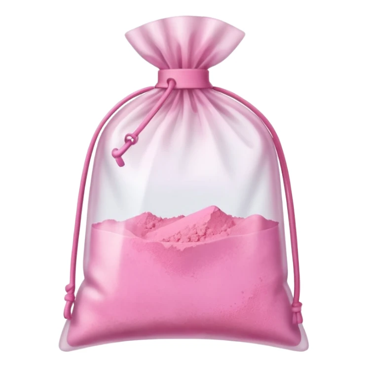 Clear bag with pink powder sticker
