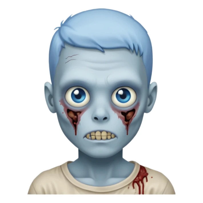 Zombie boy with blue face and blue eyes sticker