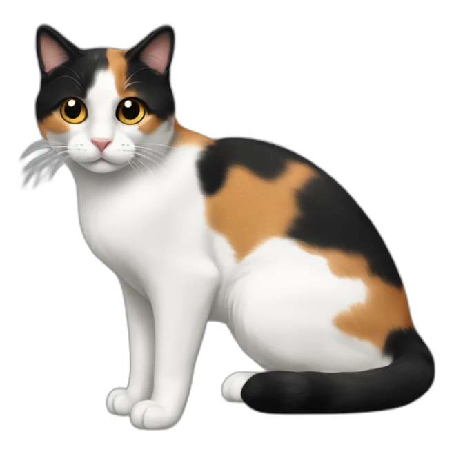 Calico cat with very black face and white nose stripe sticker
