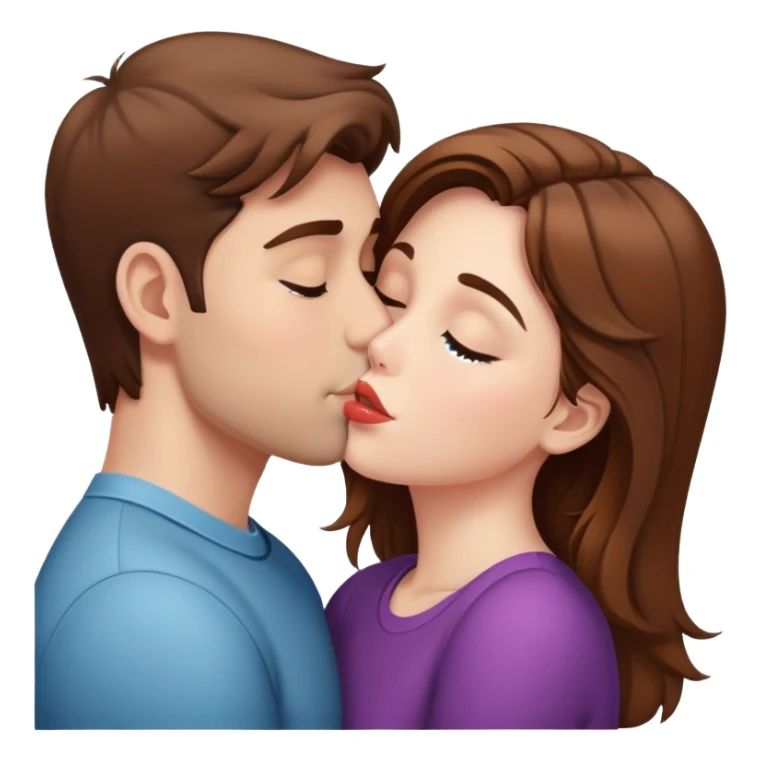 Brown hair girl Kissing guy sticker