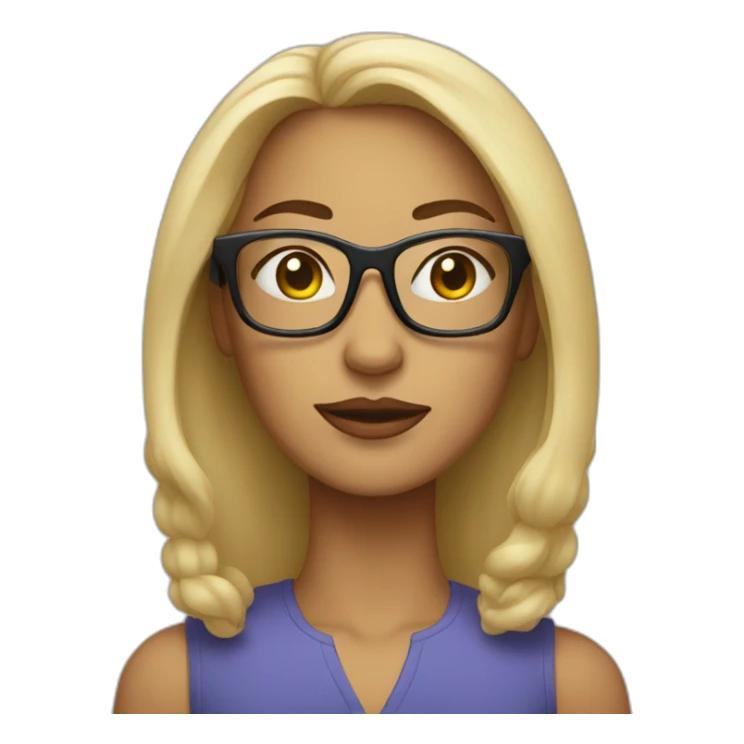 Stern woman wearing rectangle glasses sticker