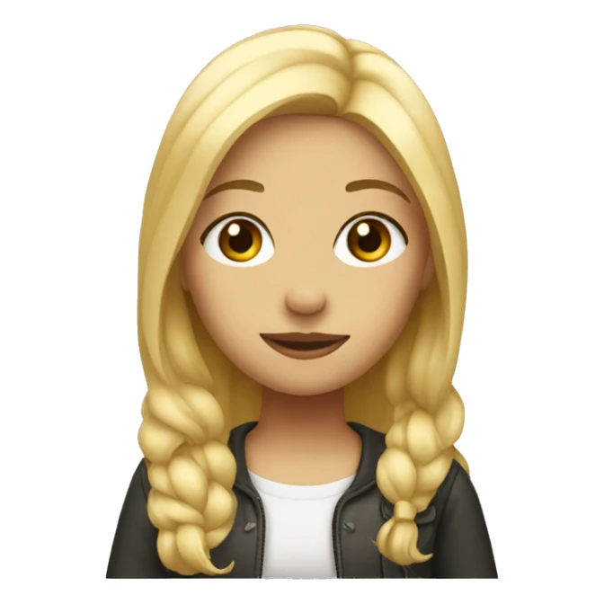 blonde girl with peace sign sticker