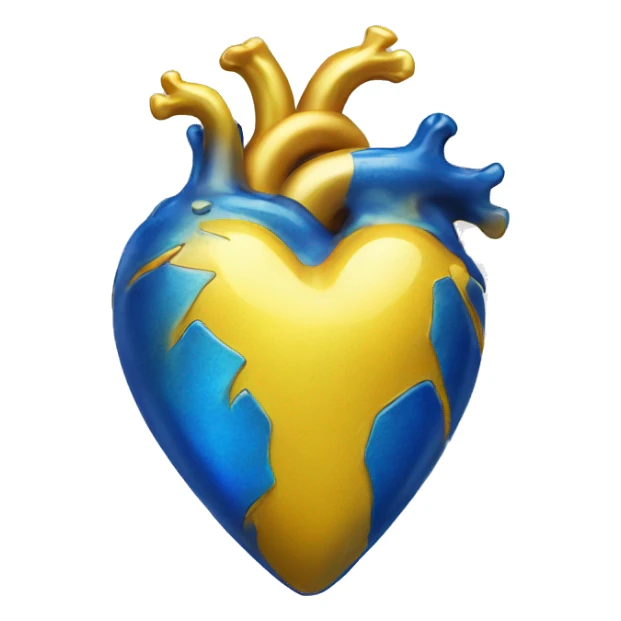 Blue and yellow shiny heart  sticker