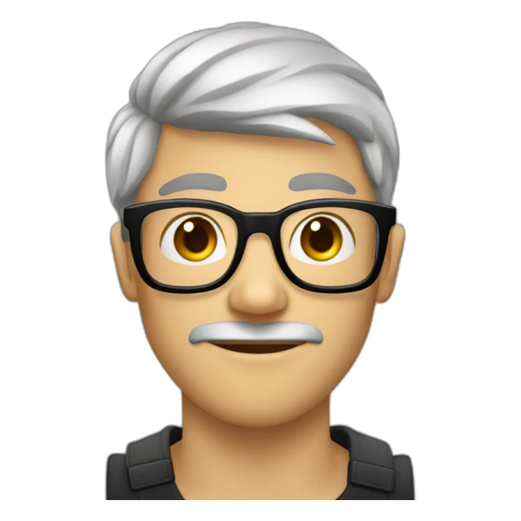 homme a lunettes yeux noirs cheveux noirs courts en pull et chemise sticker