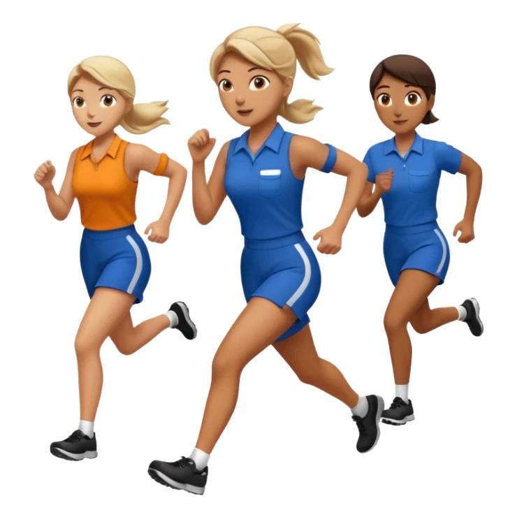 catch me while you can -- a female co-worker running and people trying to catch her sticker