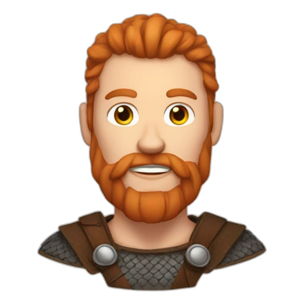 white male viking with a reddish beard streaked with white sticker