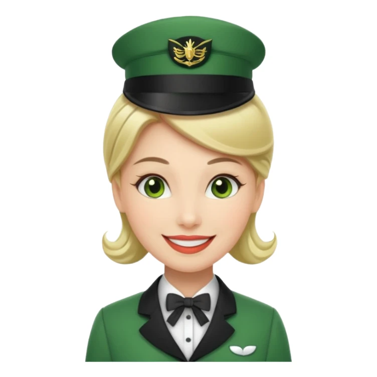 Lady hotel butler with green uniform  sticker