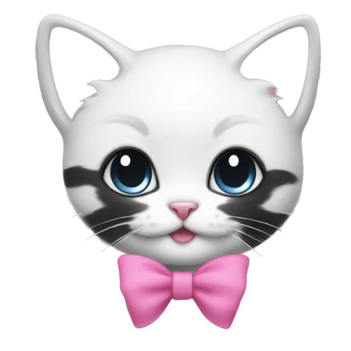 black and White kitten with a pink bow sticker