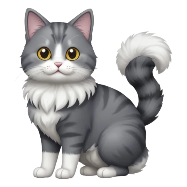 full body dark grey and white cat with white front legs sticker