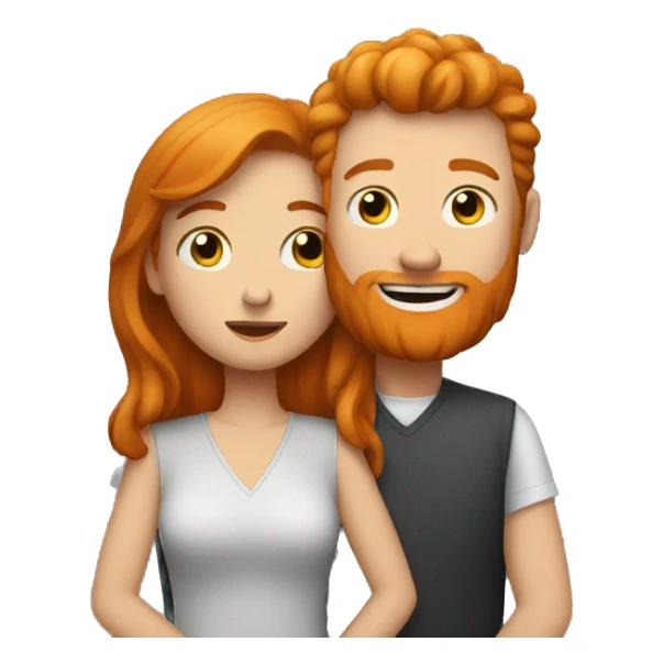 Ginger women and brunette man hugging  sticker