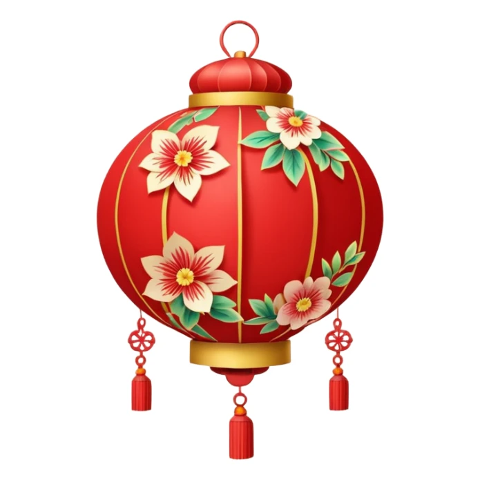 kawaii cute chinese red lantern with floral decoratons sticker