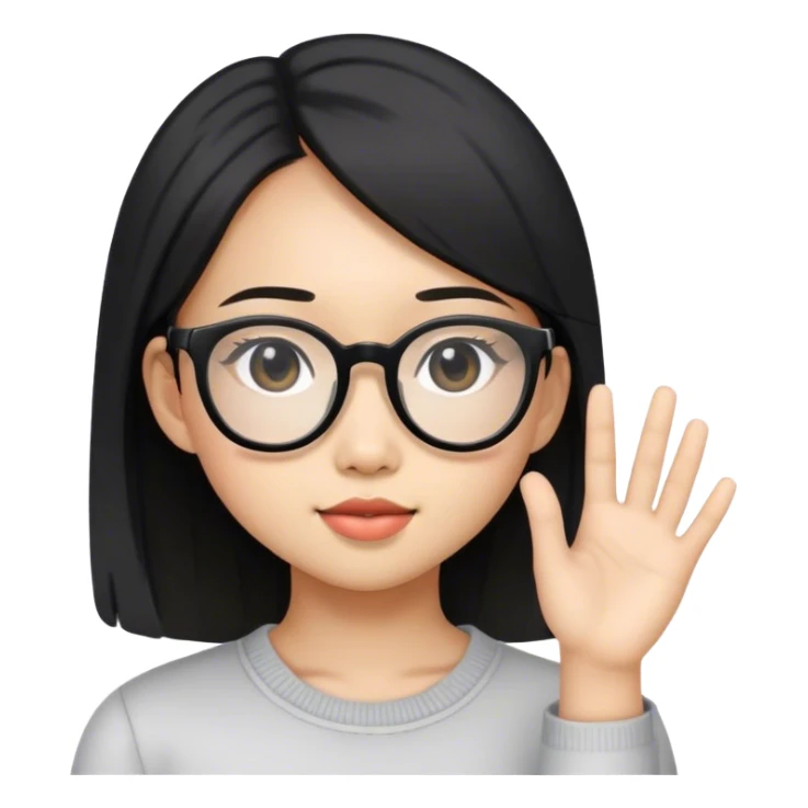cute asian girl with black glasses sticker