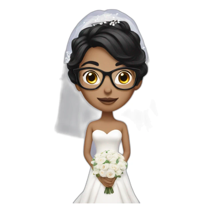 a bride with black hair and glasses sticker