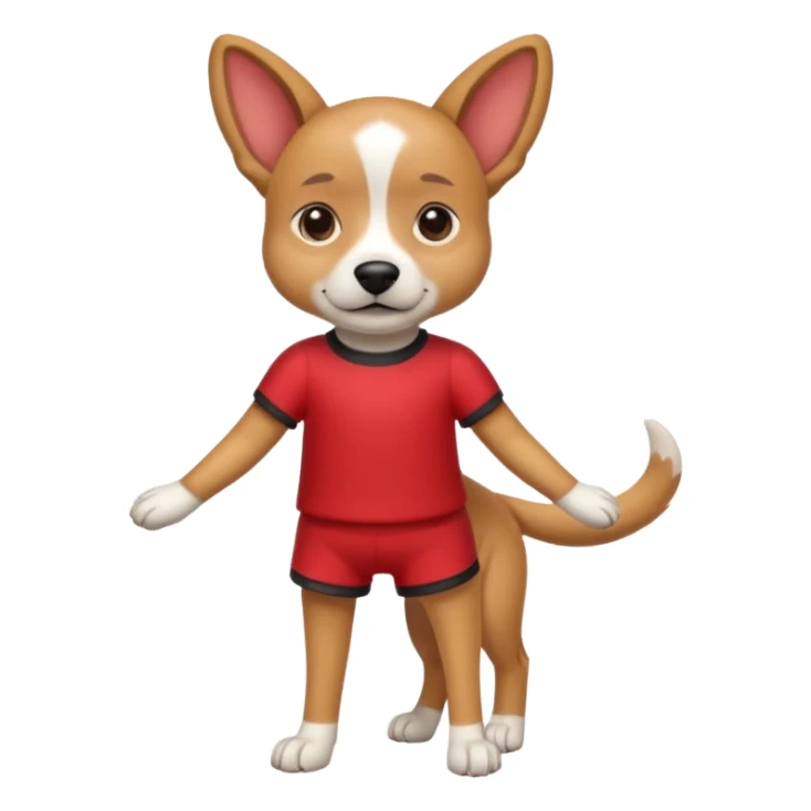 a dog with legs and arms with red clothers on sticker