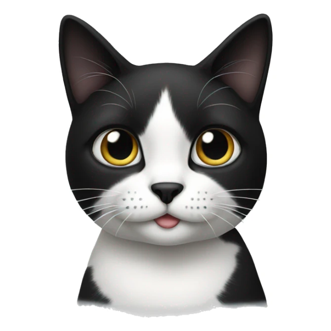 Black and white cat with black nose sticker