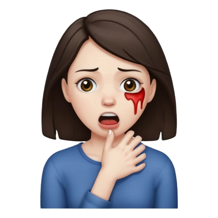 a brunette woman choking herself sticker