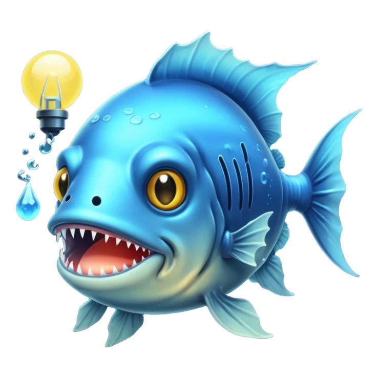 anglerfish with the light dangling in front of it with black back ground sticker