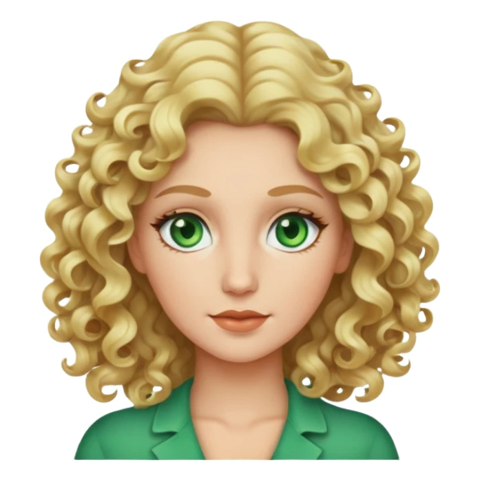 woman with blonde 2c wavy curls and green eyes sticker