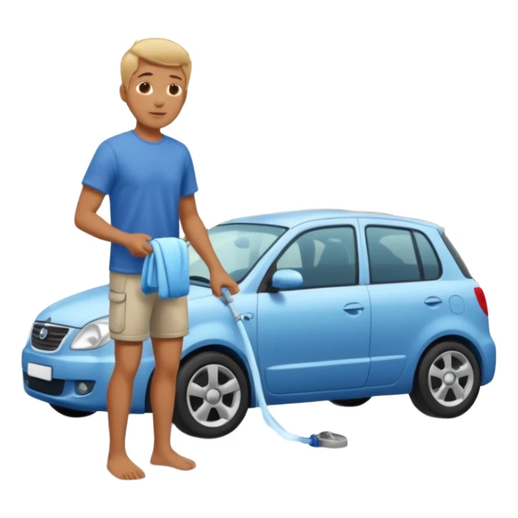 man washing a car outside his house full body sticker